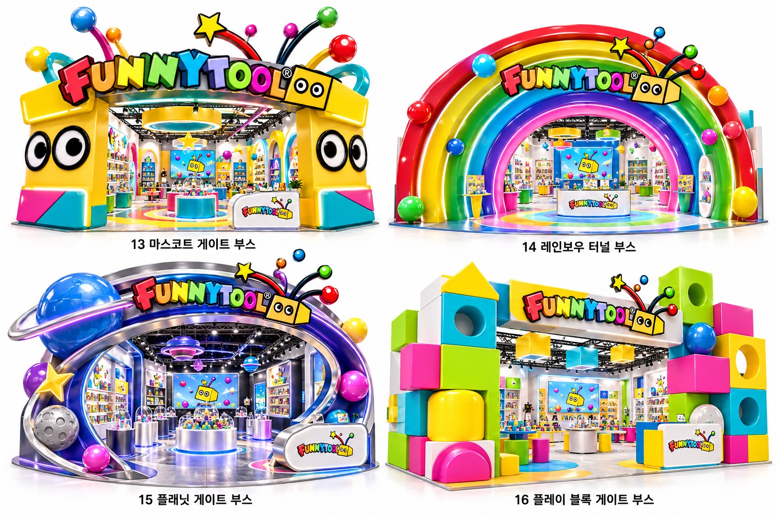 마스코트·레인보우·플래닛·플레이 블록 게이트 부스