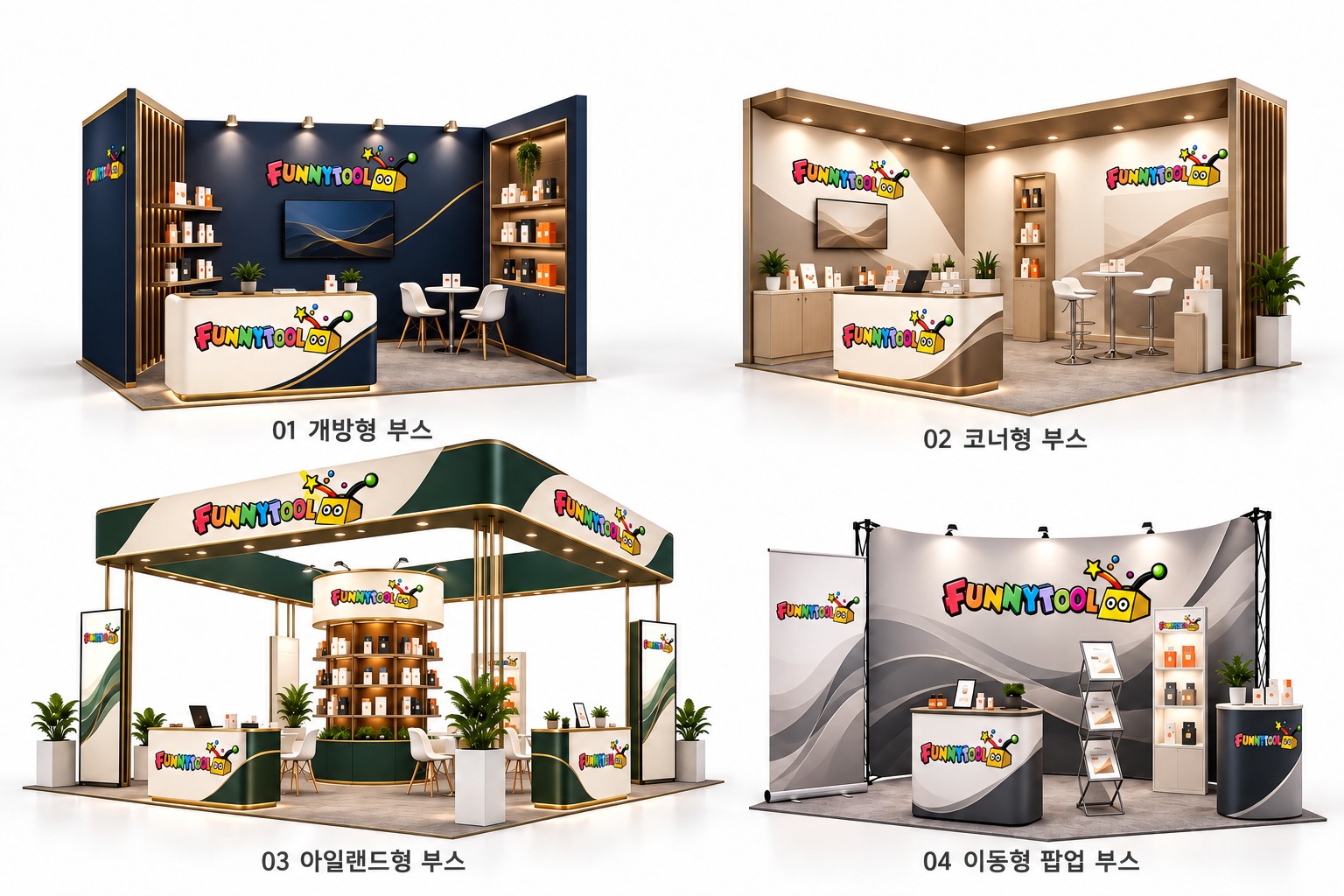 개방형·코너형·아일랜드형·이동형 팝업 프리미엄 컬러